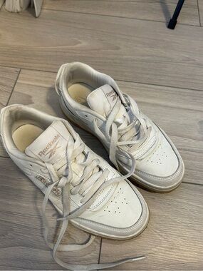 Reebok White Leather Low-Top Sneakers with Gum Sole